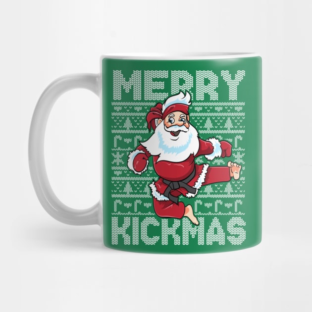 Merry Kickmas Karate Santa Claus Kung Fu Ugly Christmas Sweater by E